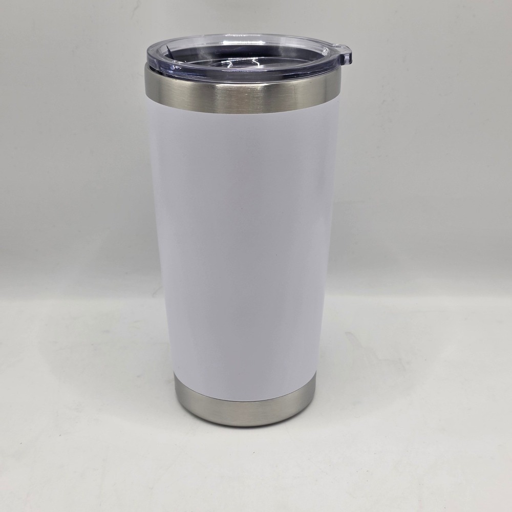 Travel Tumbler Set 2pc White Stainless Steel Insulated Travel Mug Minimalist - Picture 2 of 12